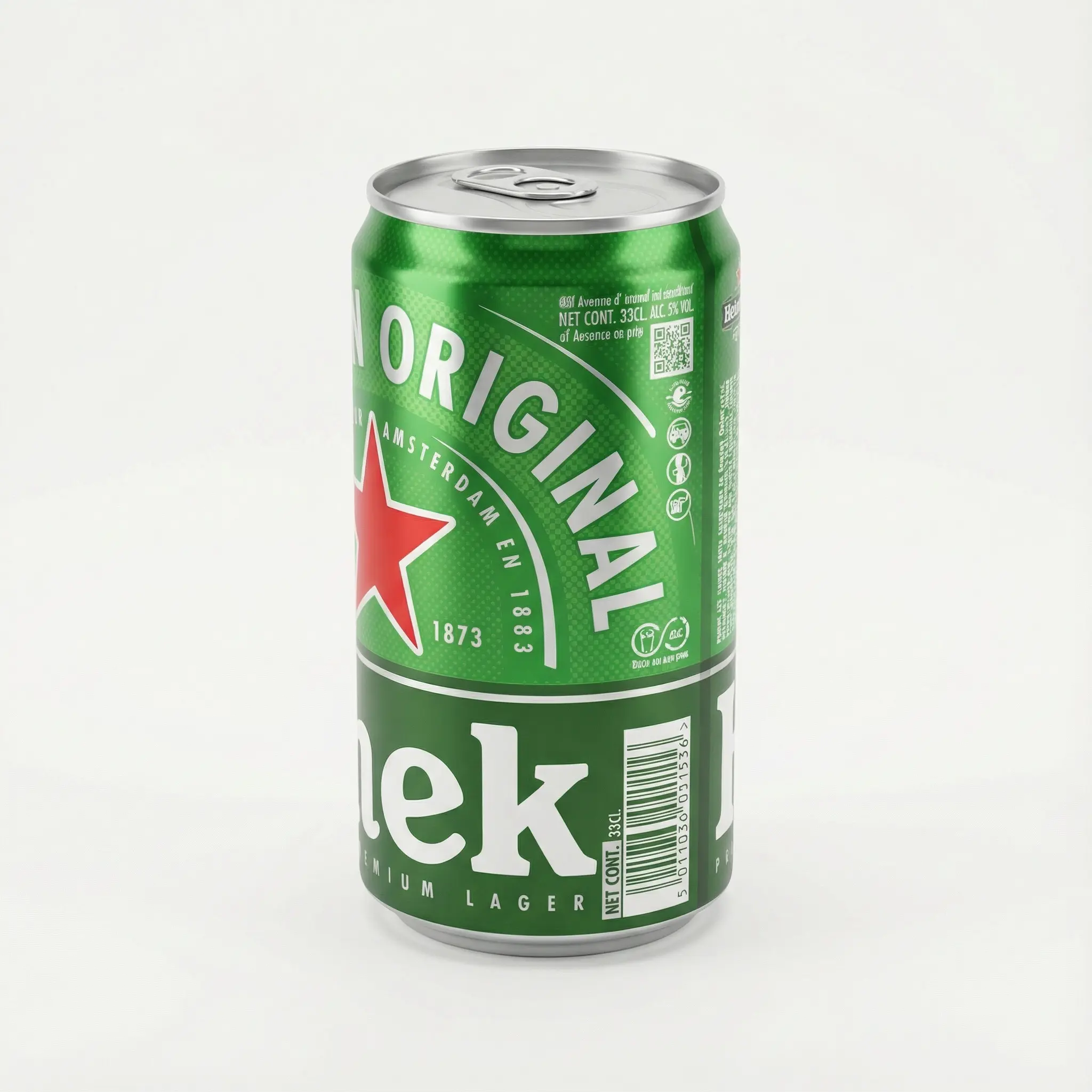profil latéral canette bière blonde Heineken 33cl